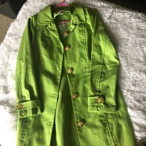 Lime green old navy trench coat